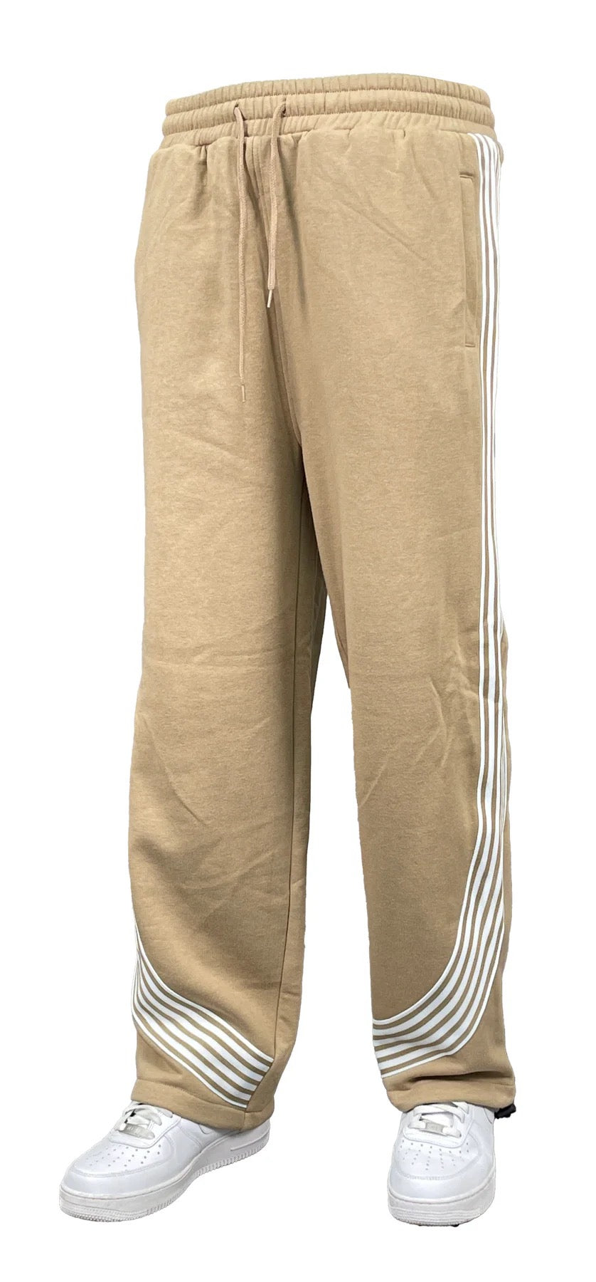 STRIPE BAGGY FLEECE PANTS