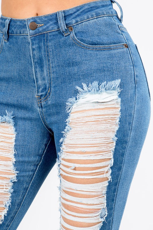 Curvy High Waisted Frayed Jeans