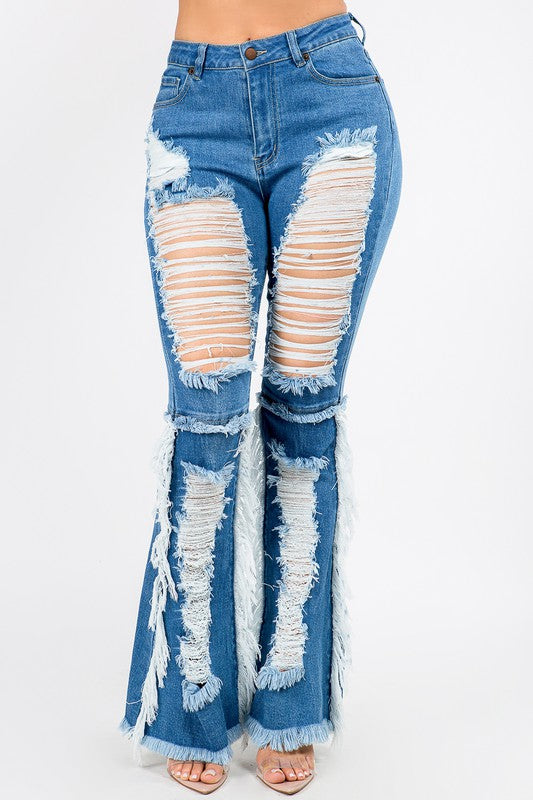 Curvy High Waisted Frayed Jeans