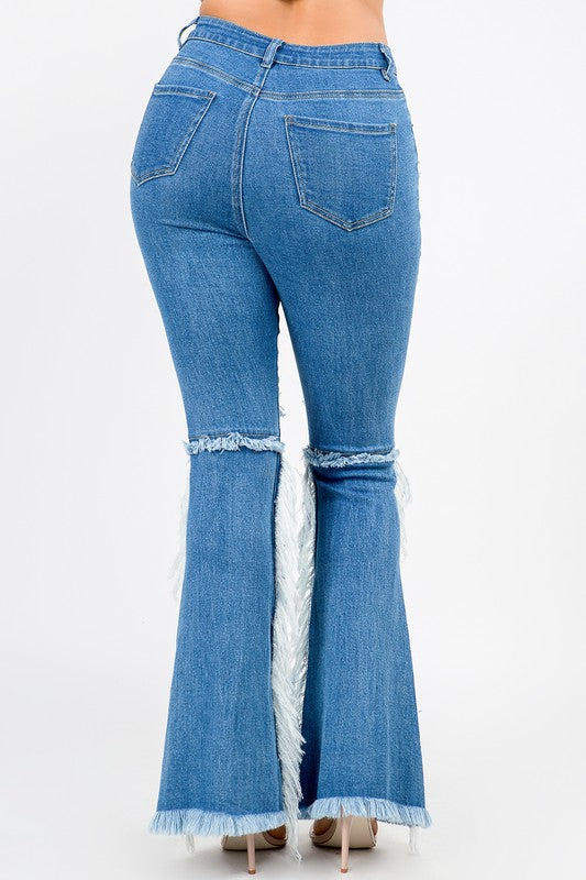 Curvy High Waisted Frayed Jeans