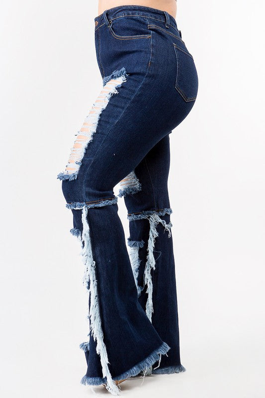 Curvy High Waisted Frayed Jeans