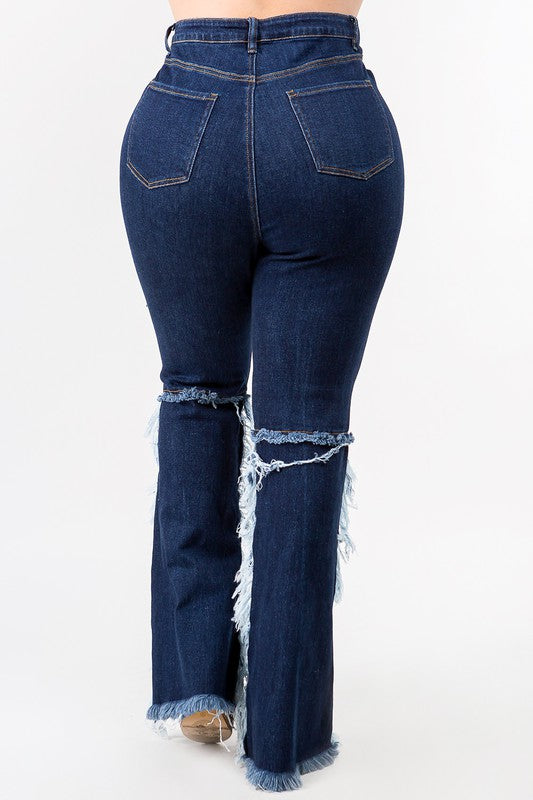 Curvy High Waisted Frayed Jeans