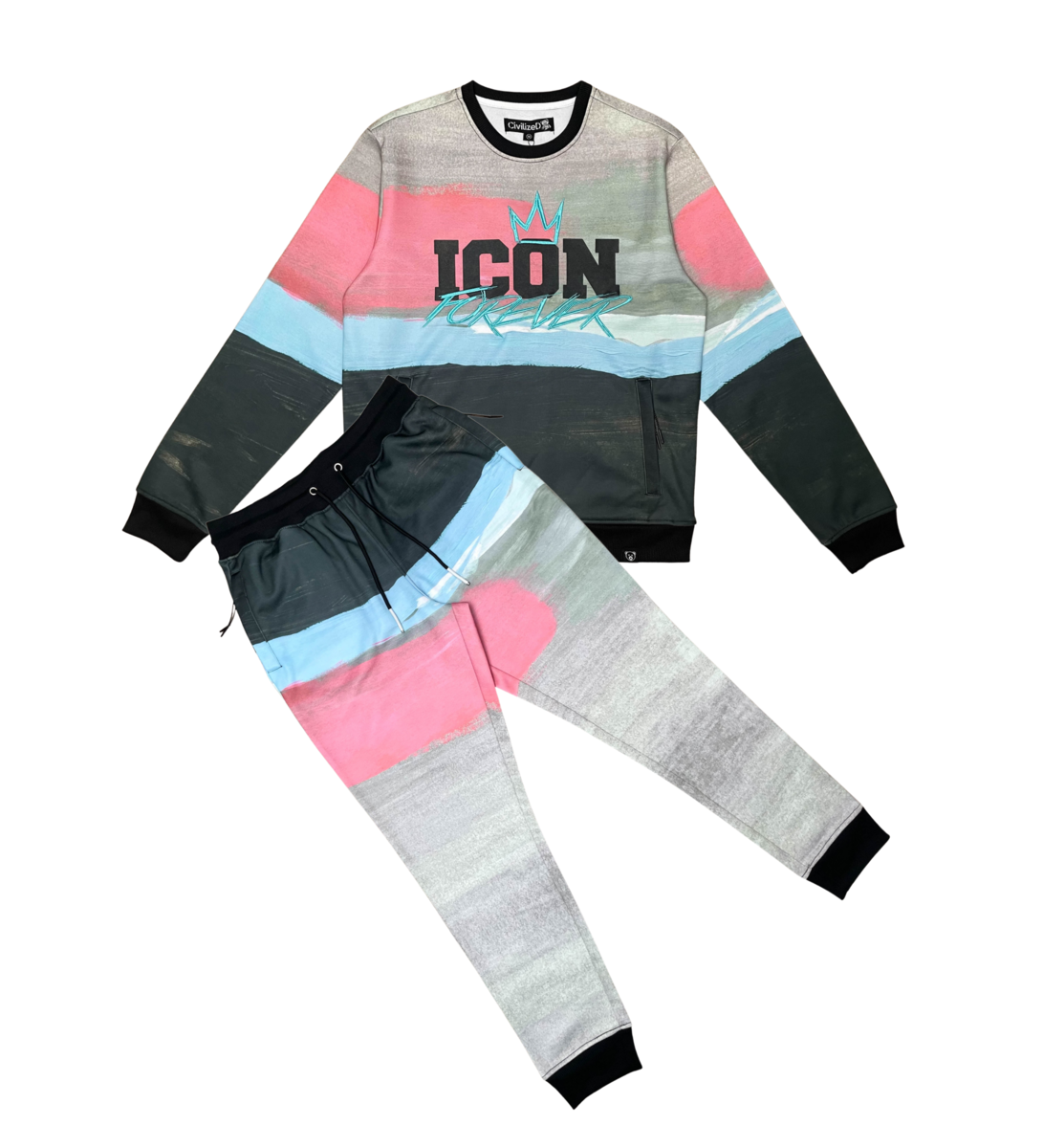 ICON EMBROIDERED POLY JERSEY JOGGER SET