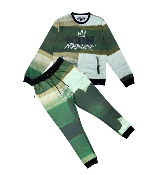 ICON EMBROIDERED POLY JERSEY JOGGER SET