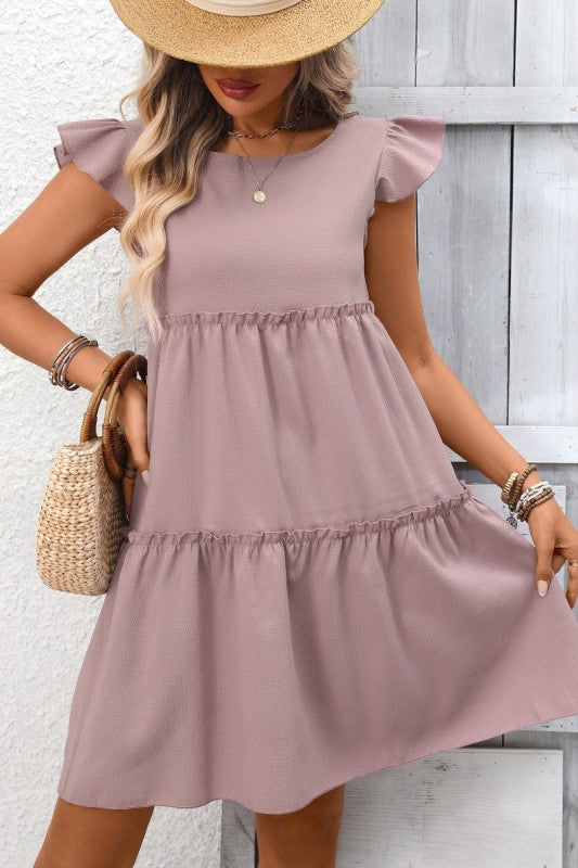 Ruffle Sleeve Tiered Boho Dress