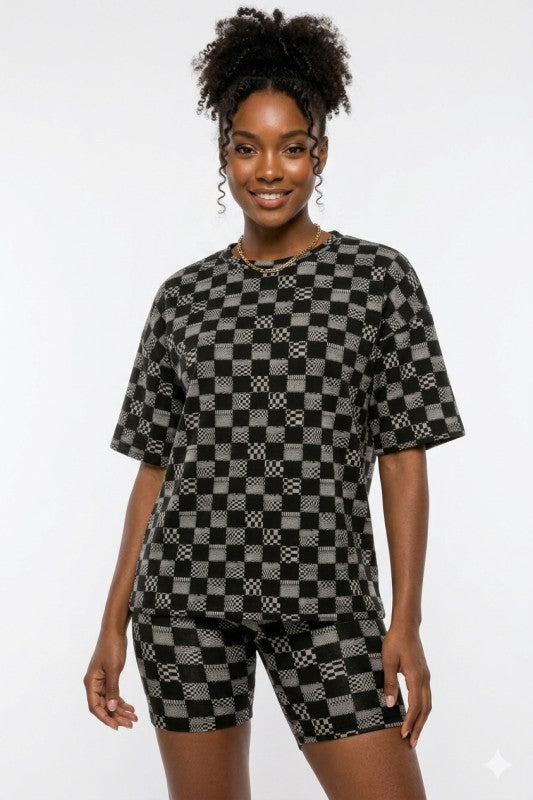 Women’s Checkered Luxe Two‑Piece Set