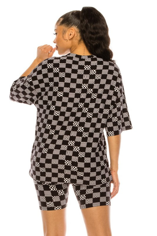 Women’s Checkered Luxe Two‑Piece Set