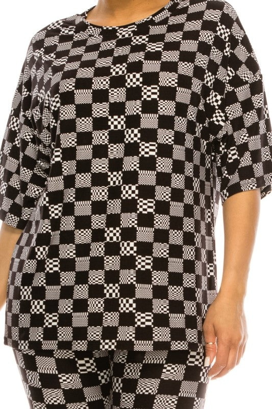 Women’s Checkered Luxe Two‑Piece Set
