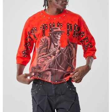 CROPPED T-SHIRT WITH RHINESTONES