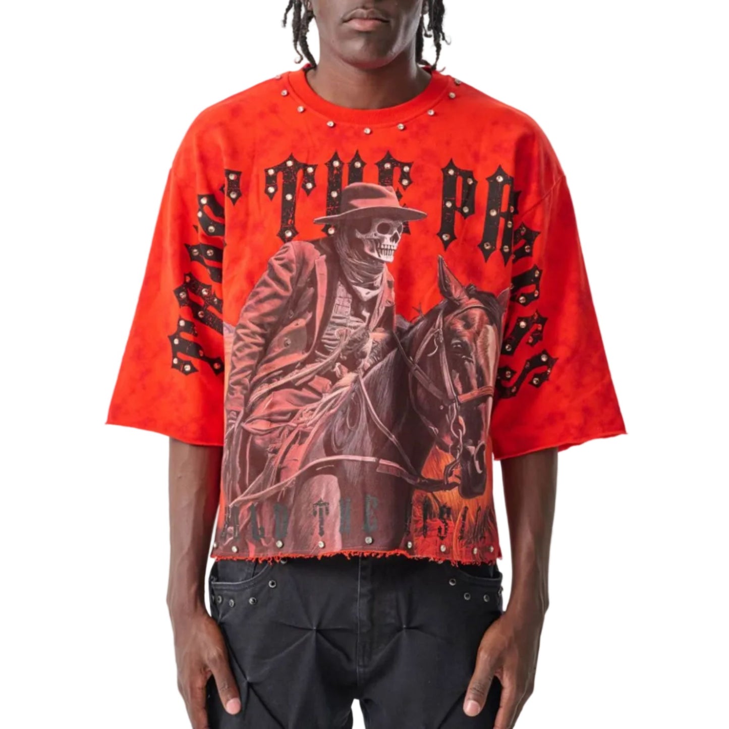 CROPPED T-SHIRT WITH RHINESTONES