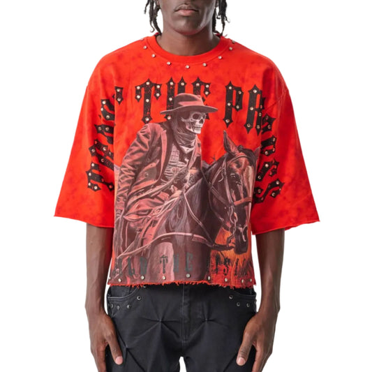 CROPPED T-SHIRT WITH RHINESTONES