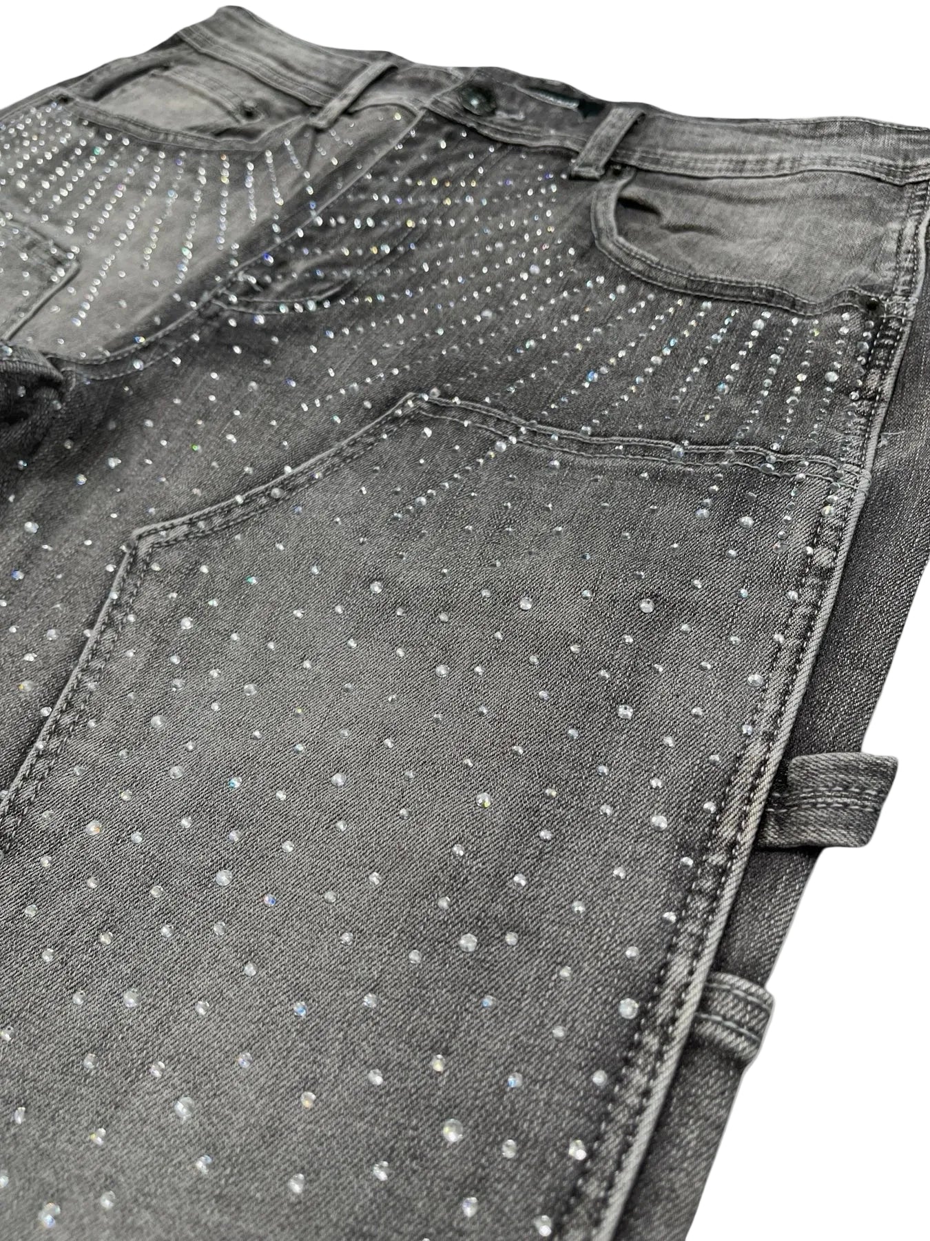RHINESTONE DENIM STACK JEANS