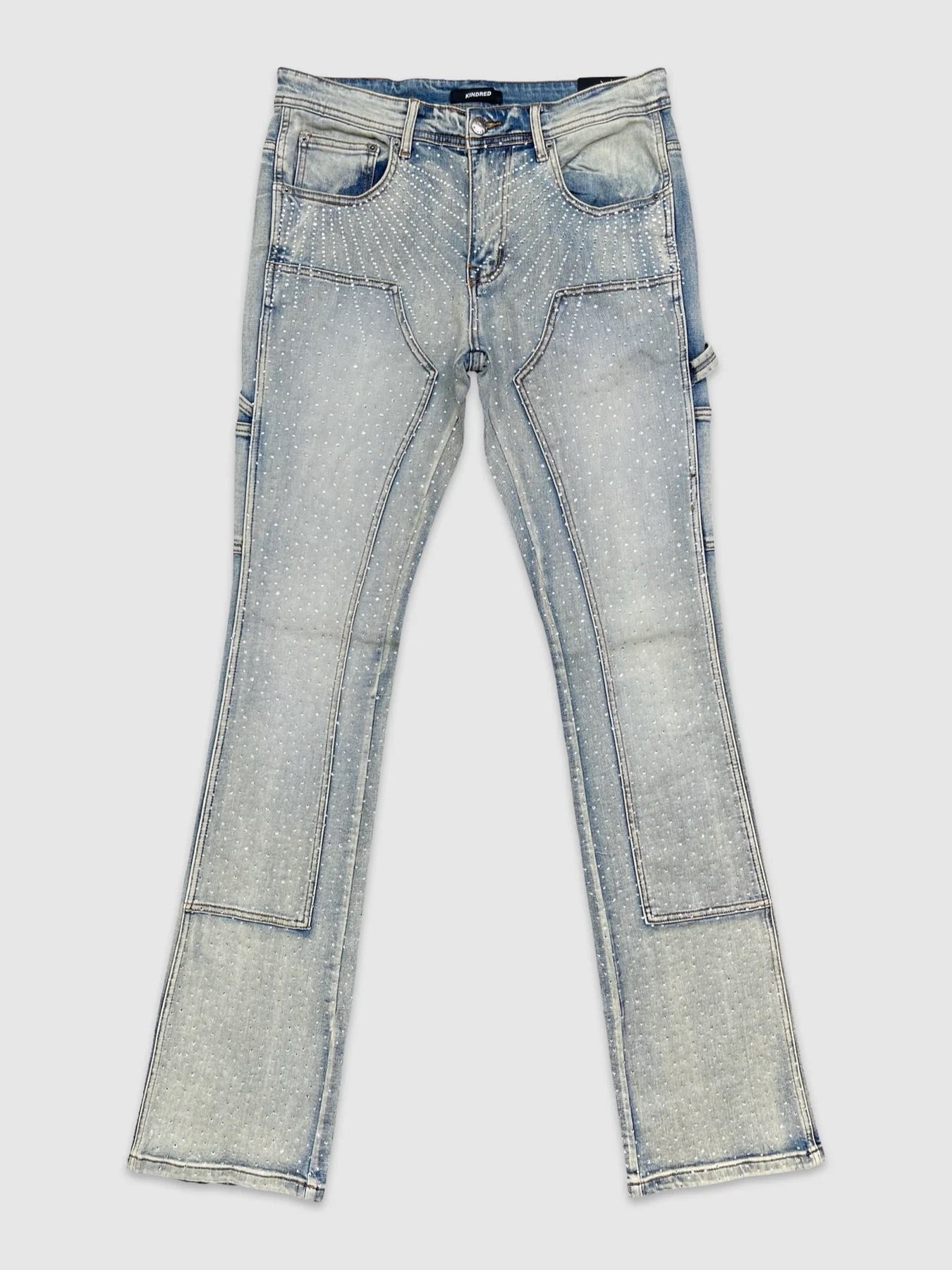 RHINESTONE DENIM STACK JEANS