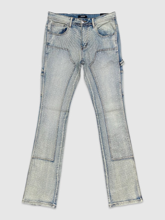 RHINESTONE DENIM STACK JEANS