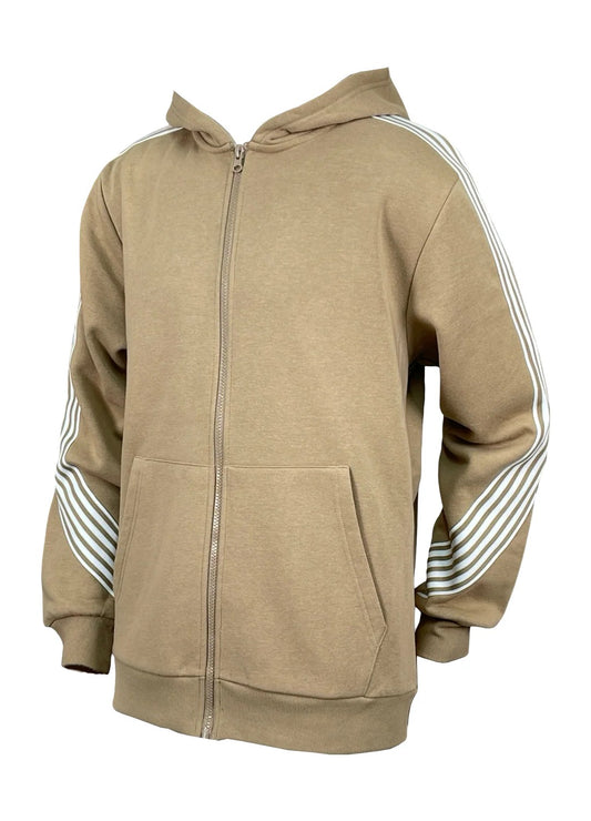 STRIPE FLEECE HOODY