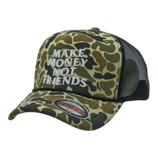 MAKE MONEY NOT FRIENDS-TRUCKER HAT-OLIVE DUCK CAMO