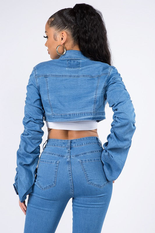 Curvy Shirring Denim Set
