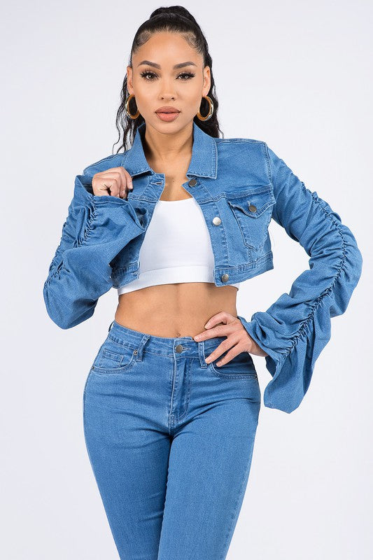 Curvy Shirring Denim Set