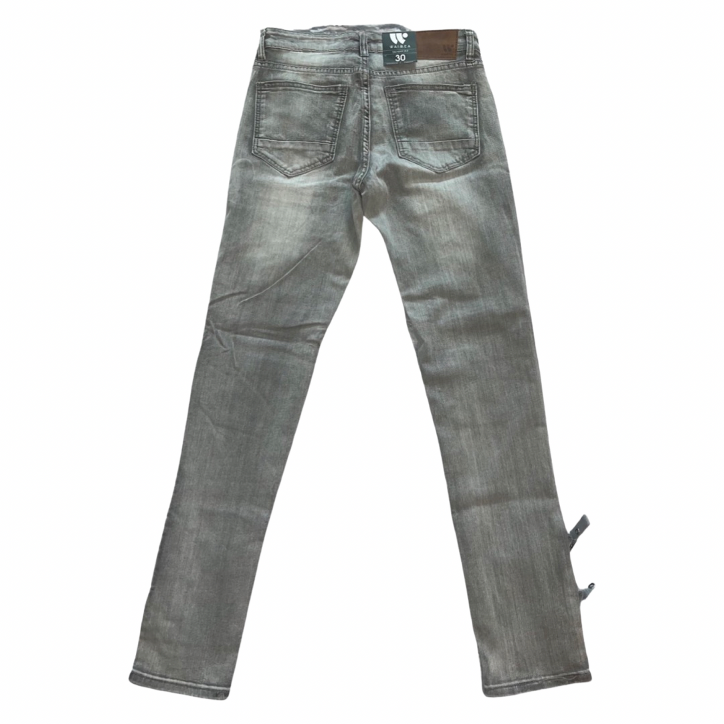 Grey Denim Pocket Strap Jeans