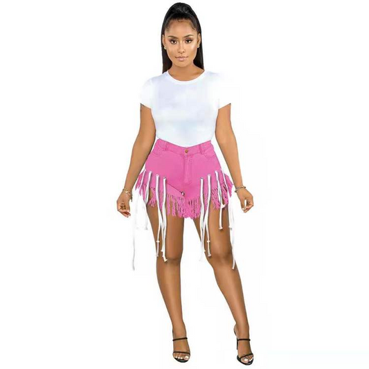 Boots on the ground Fringed Denim Shorts