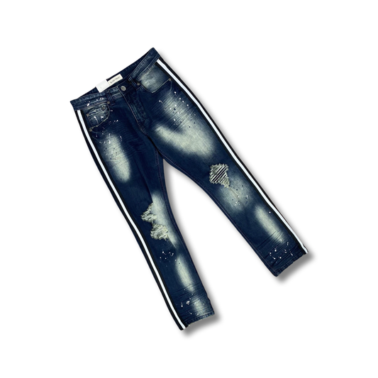 Distressed Jean W/Stripe Slim Fit