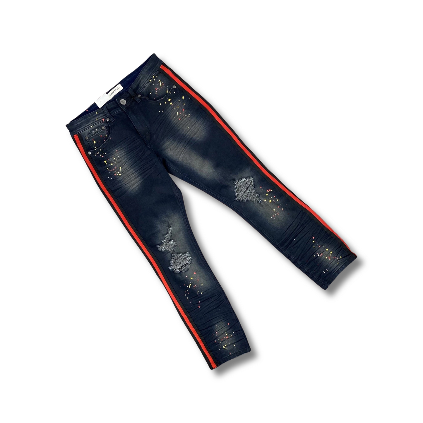 Distressed Jean W/Stripe Slim Fit