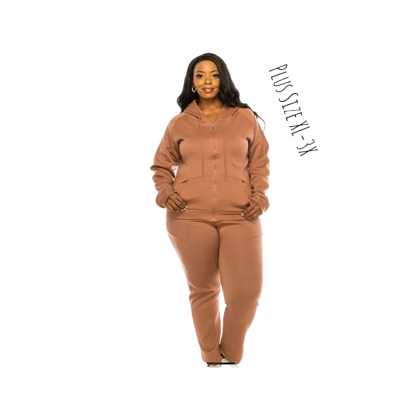 2 Pcs Zipper Hoodie and Cropped Jogger Pants Set