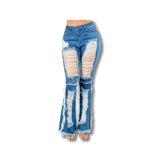 Curvy High Waisted Frayed Jeans