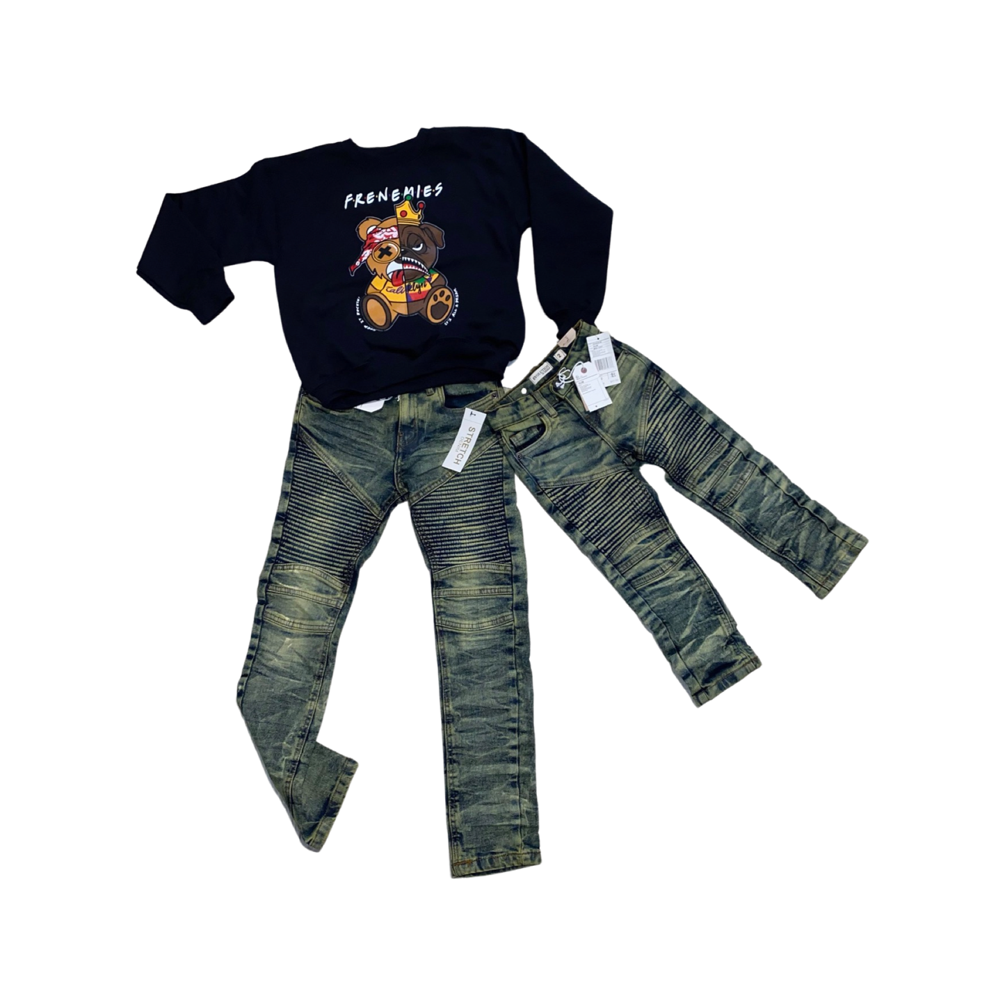 Little Kid's Wild Tiger Biker Denim Jeans